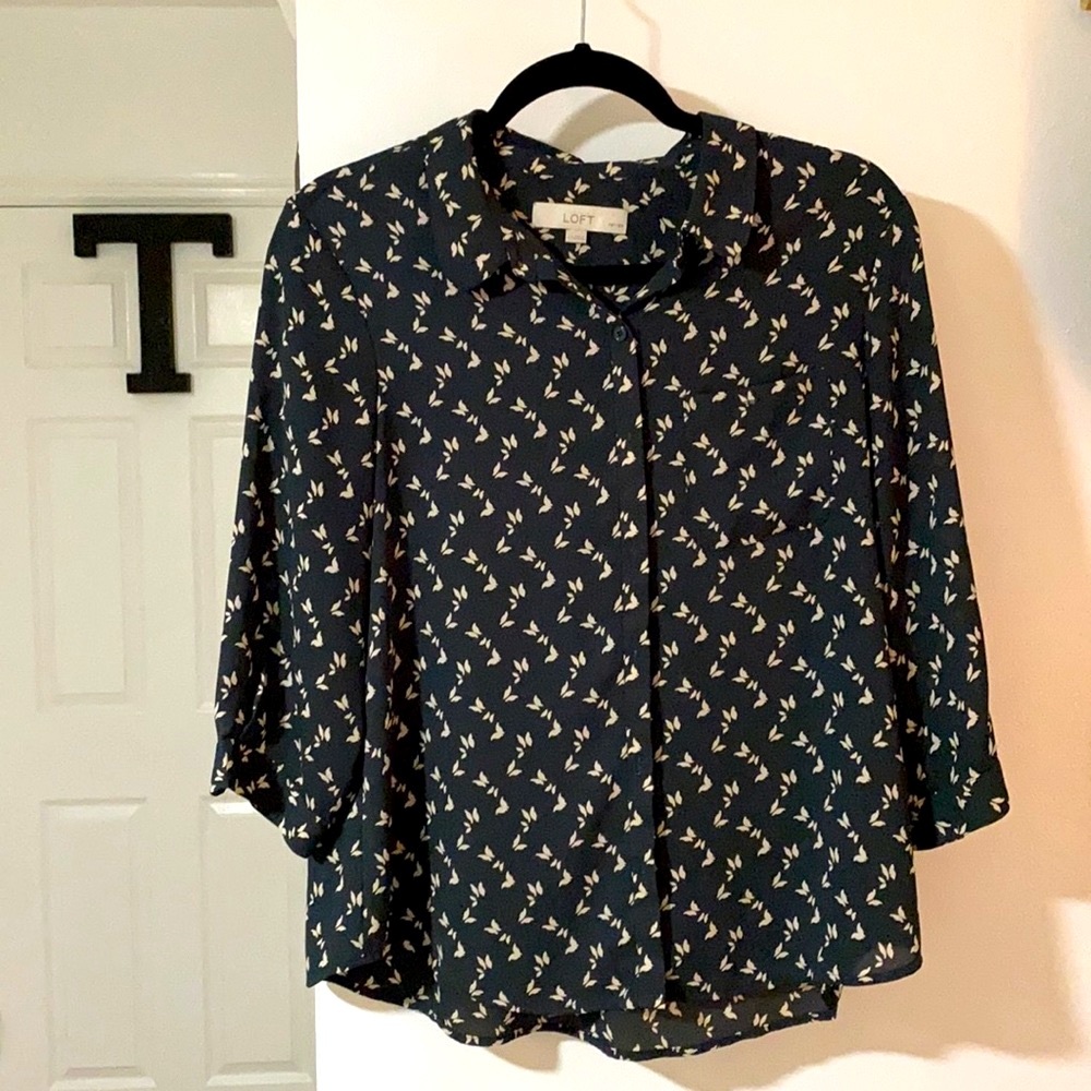 ANN TAYLOR LOFT collared button down shirt SIZE LP